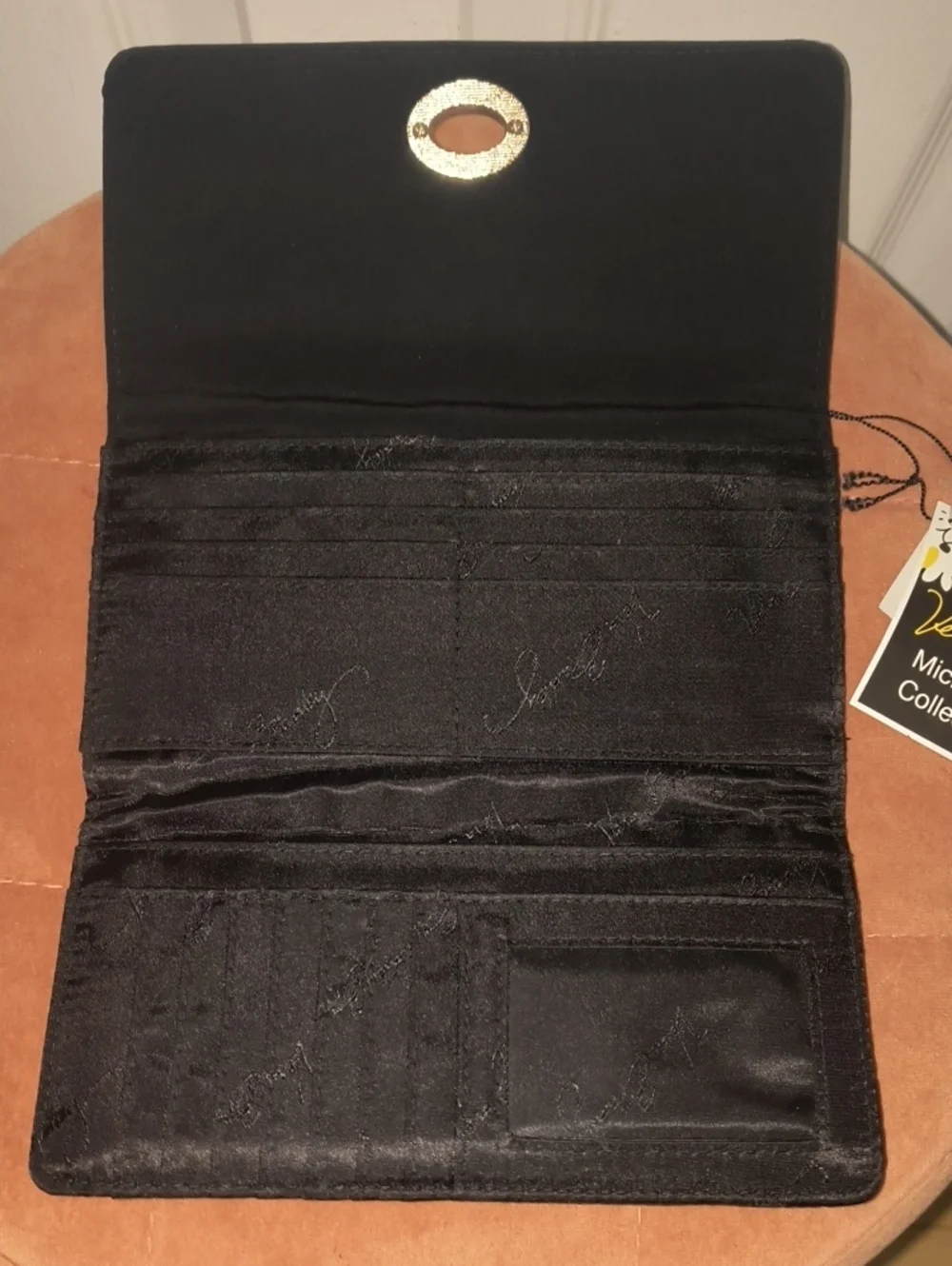 Vera Bradley Black Turnlock Quilted Microfiber Wallet NWT